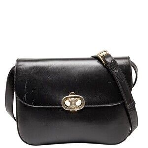 Celine Triomphe crossbody shoulder bag black leather